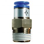 Straight connector with non-return valve 